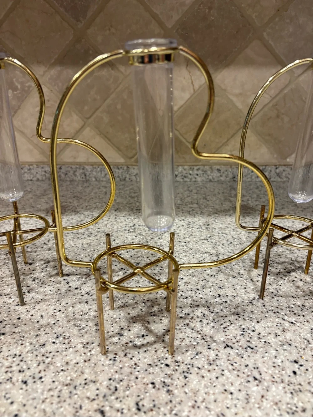 Target Bullseye Gold Tone Heart Shaped Plant Propagation Tube Vase Holder 5 pc